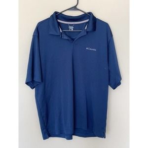 Mens Columbia Large Polo Golf Shirt Dark Blue Size Large